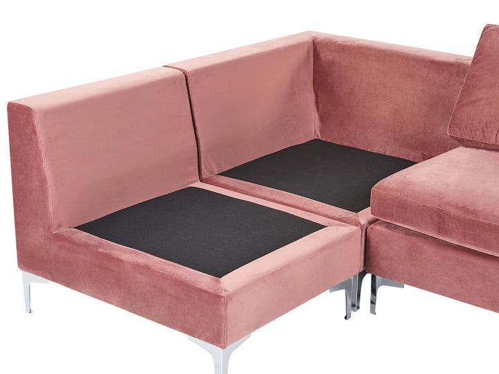Evja Left Hand 6 Seater Modular Velvet Corner Sofa Pink