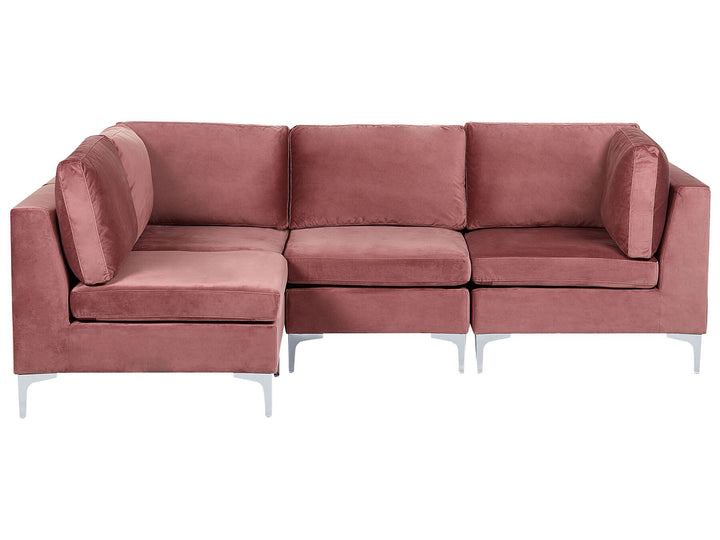 Evja Right Hand 4 Seater Modular Velvet Corner Sofa Pink