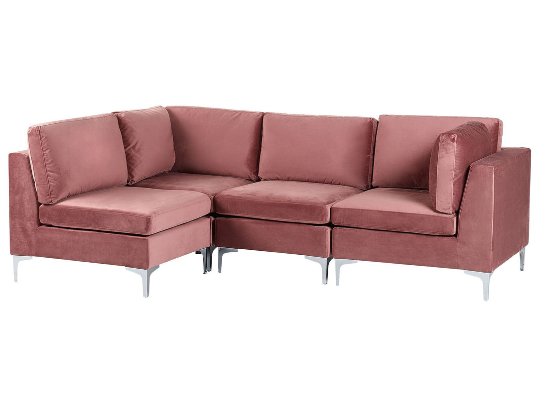 Evja Right Hand 4 Seater Modular Velvet Corner Sofa Pink