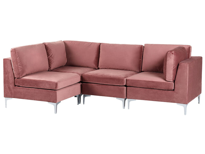 Evja Right Hand 4 Seater Modular Velvet Corner Sofa Pink