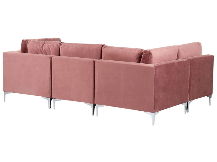 Evja Right Hand 4 Seater Modular Velvet Corner Sofa Pink