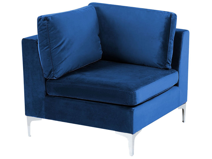 Evja Right Hand 4 Seater Modular Velvet Corner Sofa with Ottoman Blue