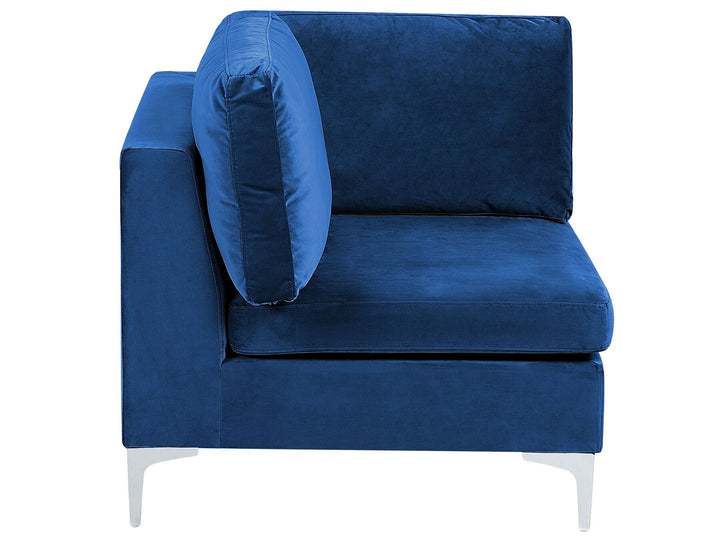 Evja Right Hand 4 Seater Modular Velvet Corner Sofa with Ottoman Blue