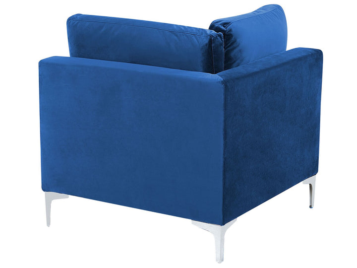 Evja Right Hand 4 Seater Modular Velvet Corner Sofa with Ottoman Blue