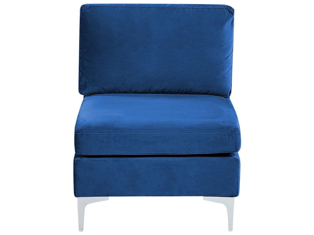 Evja Right Hand 4 Seater Modular Velvet Corner Sofa with Ottoman Blue