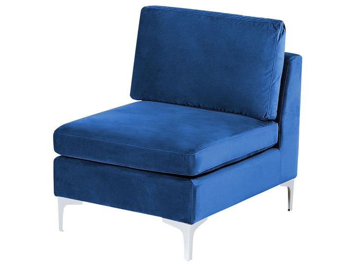 Evja Right Hand 4 Seater Modular Velvet Corner Sofa with Ottoman Blue