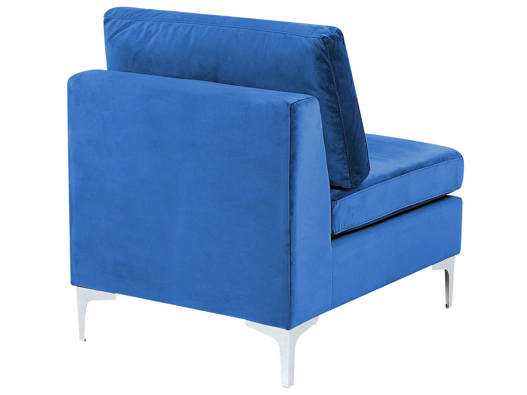 Evja Right Hand 4 Seater Modular Velvet Corner Sofa with Ottoman Blue