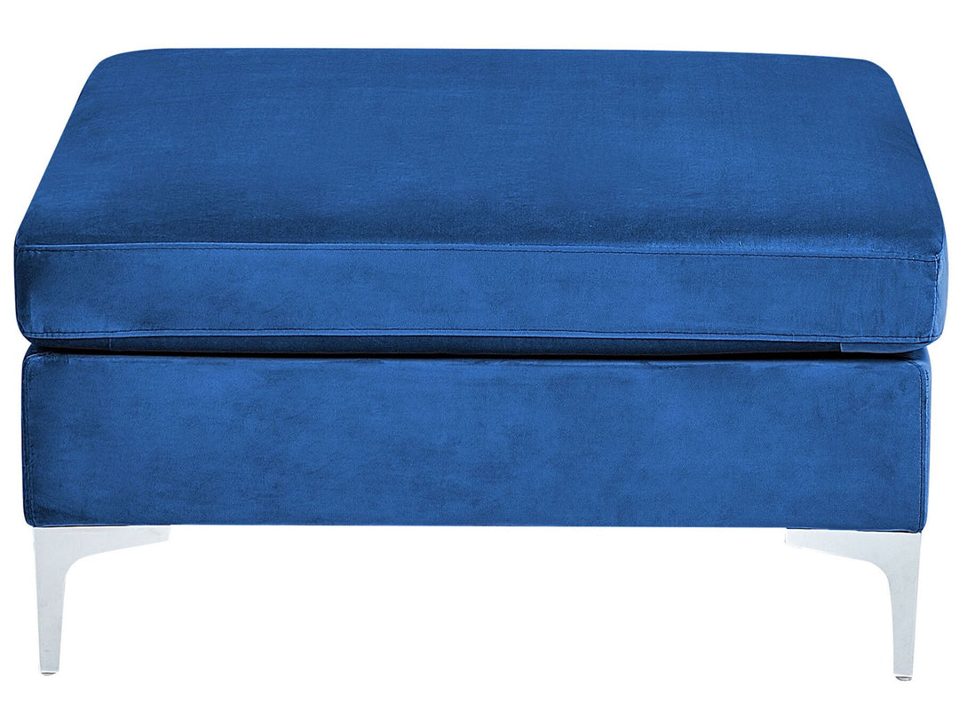 Evja Right Hand 4 Seater Modular Velvet Corner Sofa with Ottoman Blue