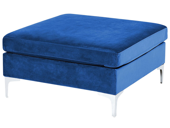 Evja Right Hand 4 Seater Modular Velvet Corner Sofa with Ottoman Blue