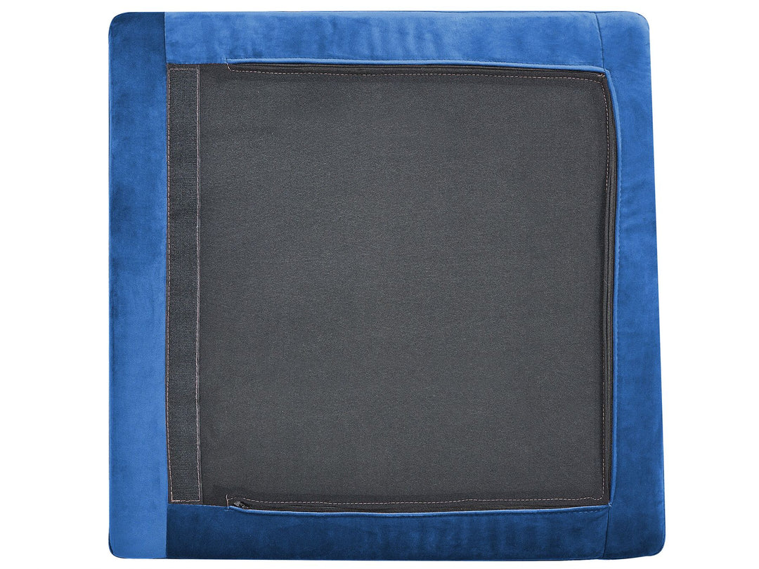 Evja Right Hand 4 Seater Modular Velvet Corner Sofa with Ottoman Blue