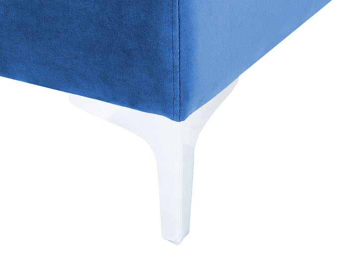 Evja Right Hand 4 Seater Modular Velvet Corner Sofa with Ottoman Blue