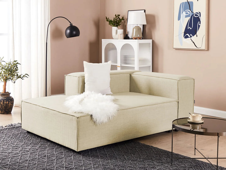 Chaise Longue Faux Linen Beige Travison