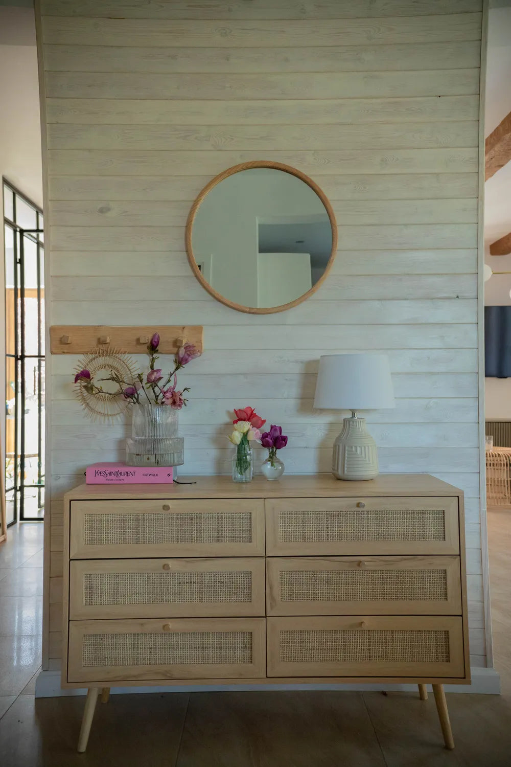 6 Drawer Chest Rattan Light Brown Robust Frame Zaffra