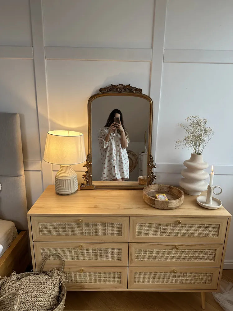 6 Drawer Chest Rattan Light Brown Robust Frame Zaffra