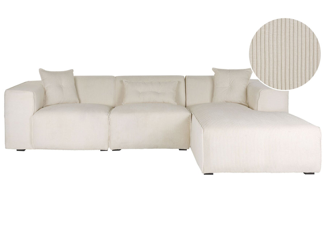 Dolva Left Hand Jumbo Cord Corner Sofa Off-White