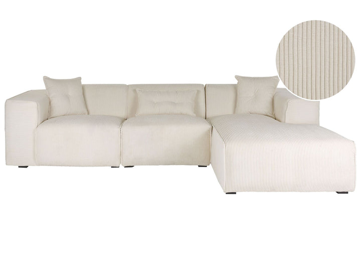 Dolva Left Hand Jumbo Cord Corner Sofa Off-White