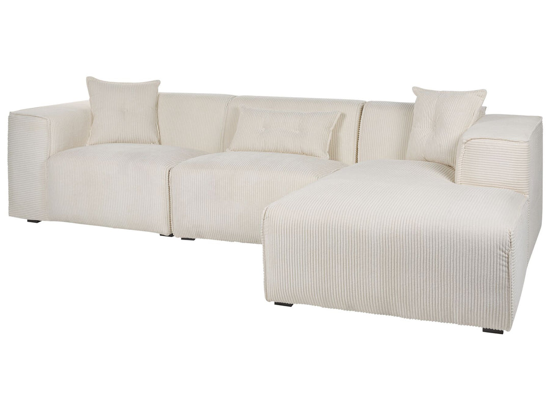 Dolva Left Hand Jumbo Cord Corner Sofa Off-White