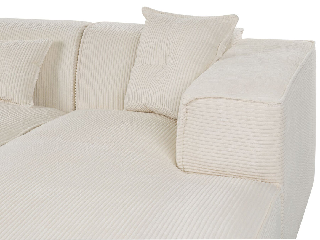 Dolva Left Hand Jumbo Cord Corner Sofa Off-White
