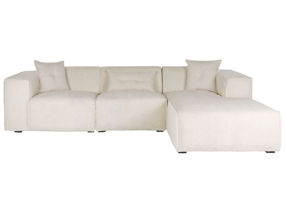 Dolva Left Hand Jumbo Cord Corner Sofa Off-White