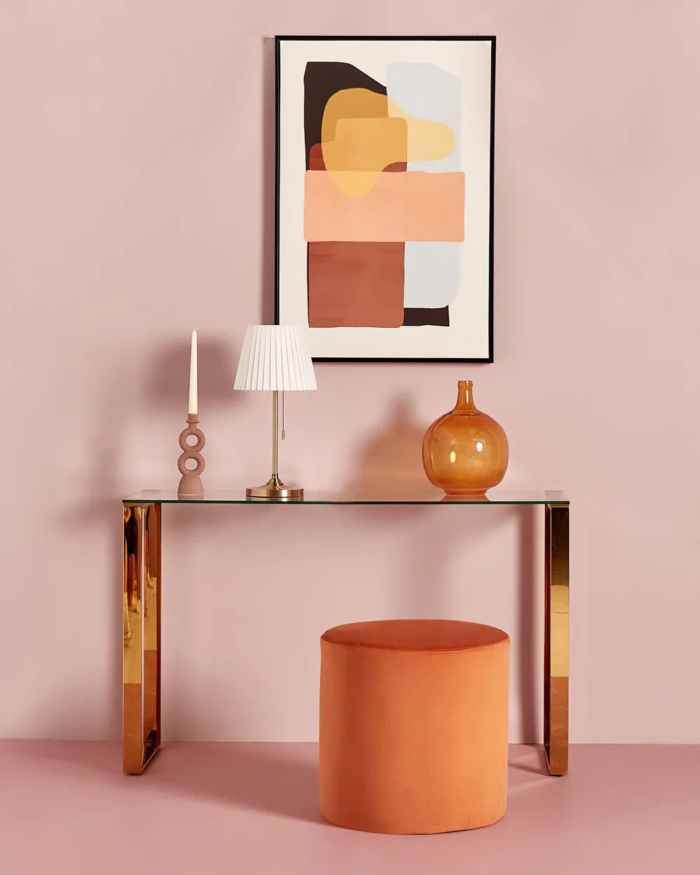 Console Table Tempered Glass Gold Elegant Design Vornio