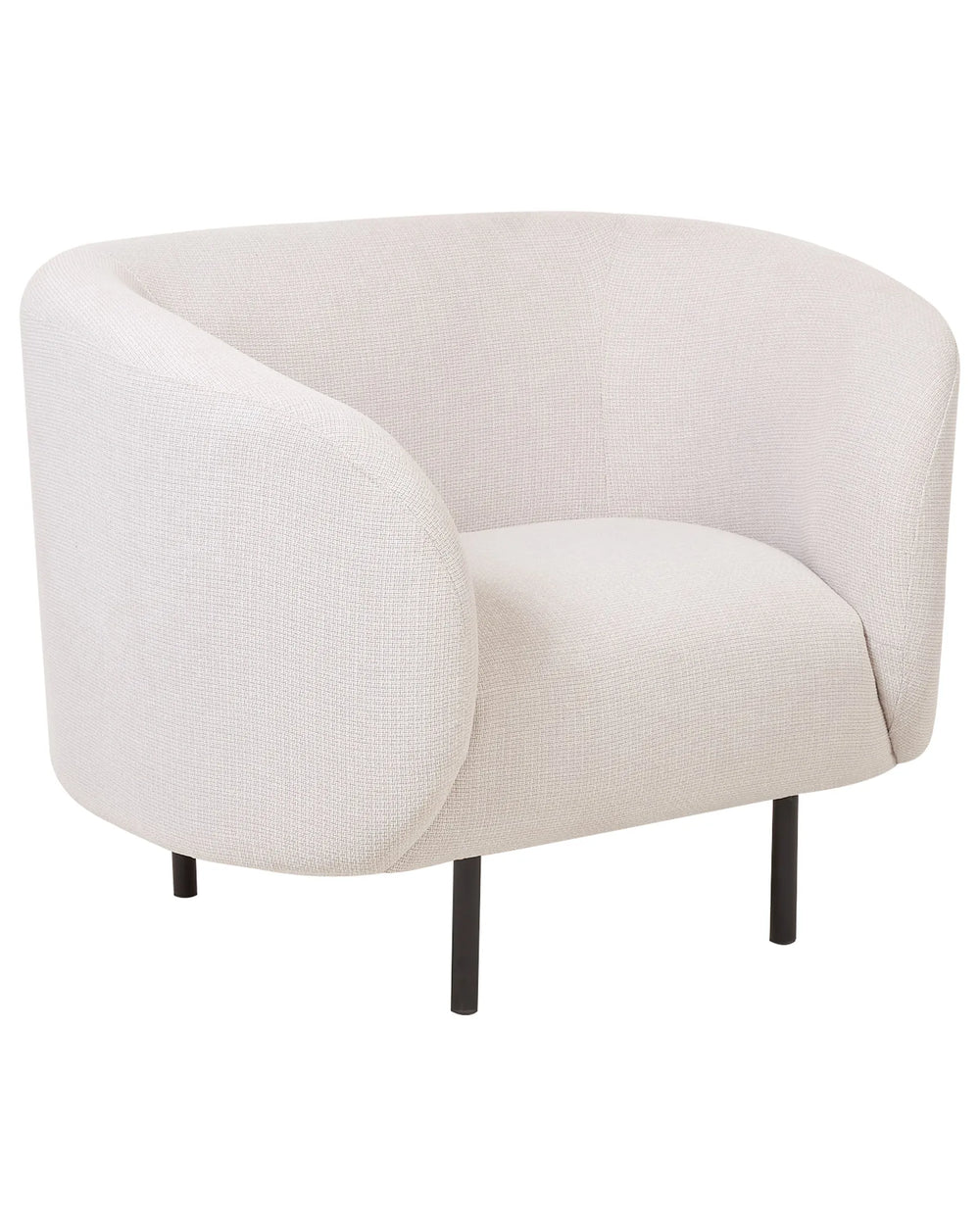 Beige armchair with black legs on a white background