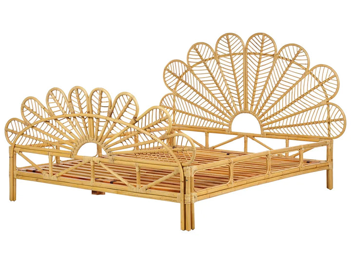 Bed Rattan 160 x 200 cm (EU King Size) Light Brown Nate
