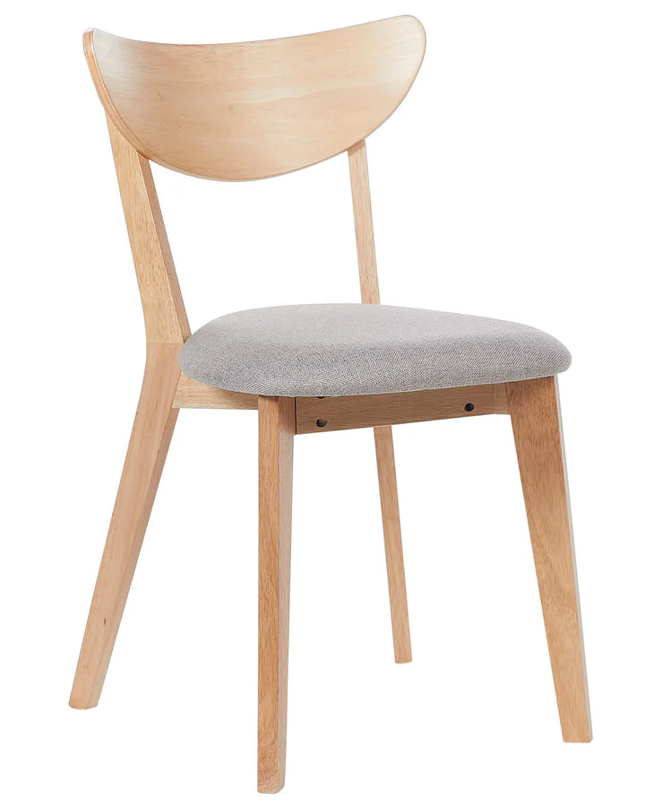 Set of 2 Dining Chairs Wood Light Brown/ Grey Kuala