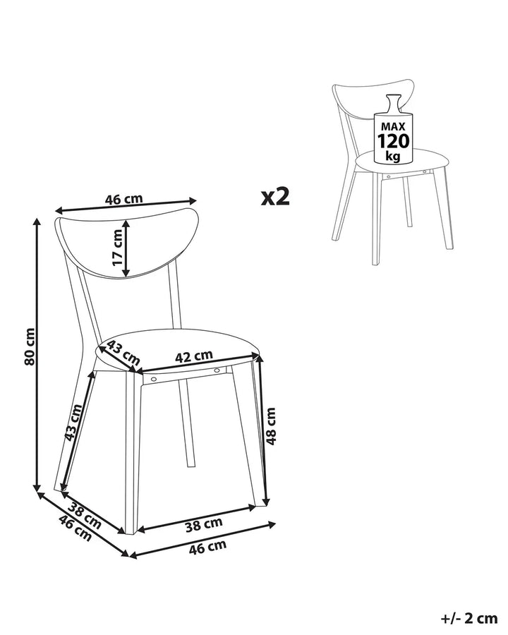 Set of 2 Dining Chairs Wood Light Brown/ Grey Kuala