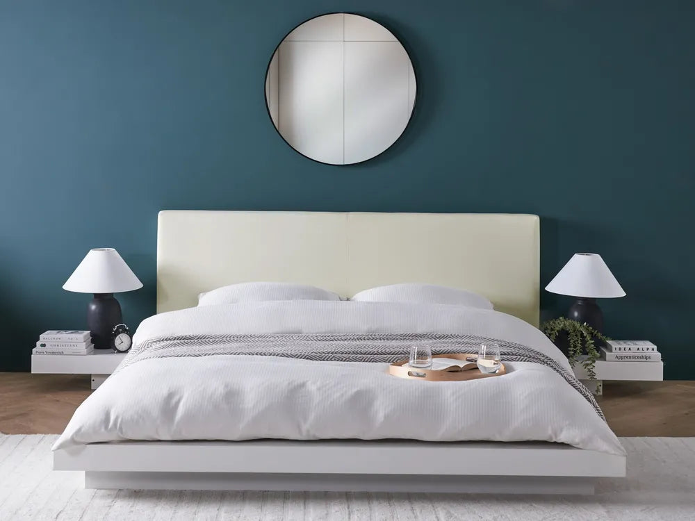 Waterbed Faux Leather 160 x 200 cm (EU King Size) White Sab