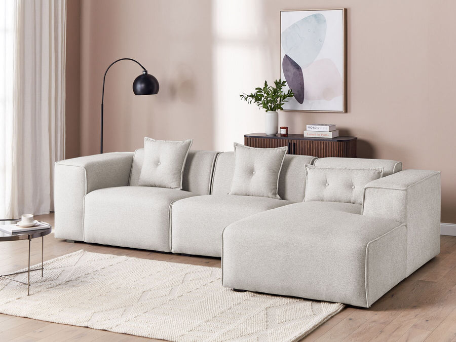 Dolva Left Hand Fabric Corner Sofa Light Beige