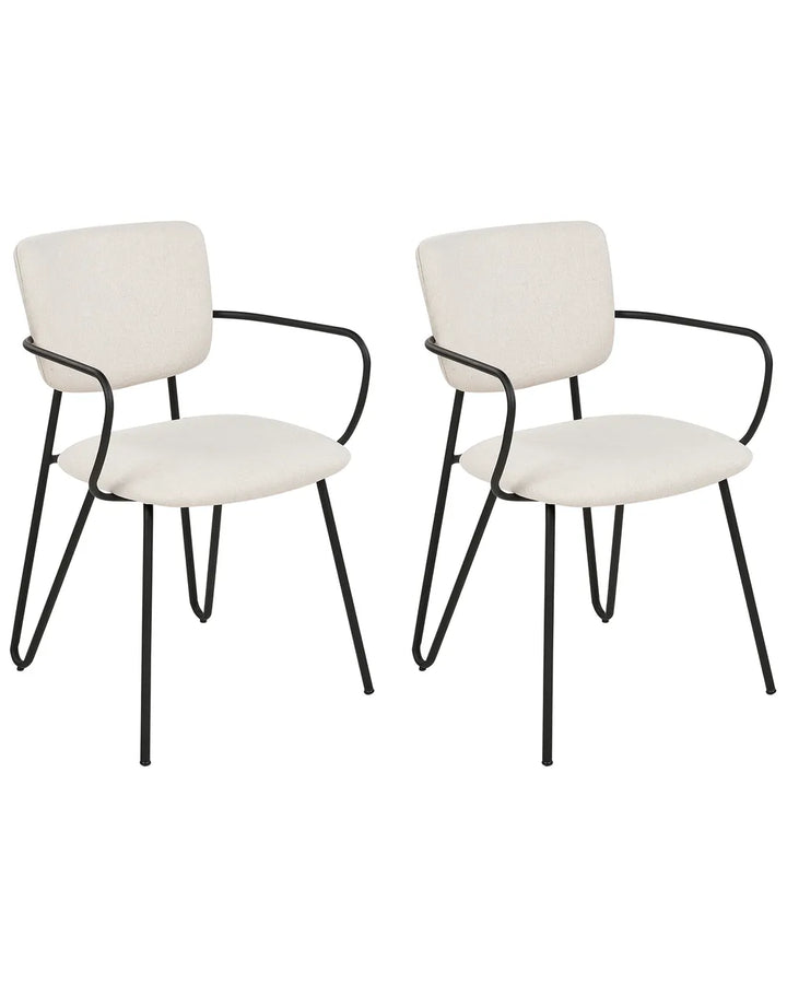 Set of 2 Dining Chairs Fabric Off-White Myla