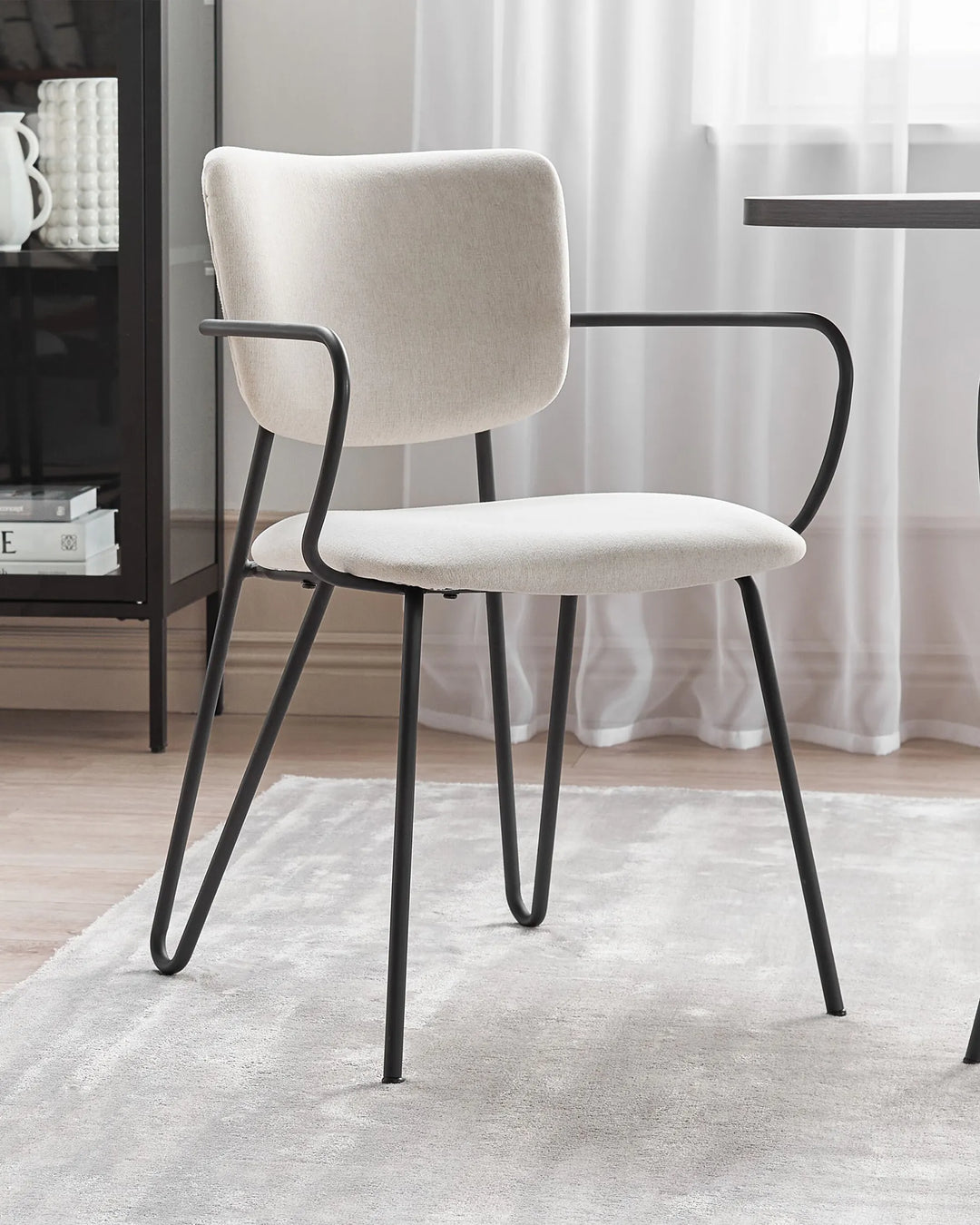 Set of 2 Dining Chairs Fabric Off-White Myla