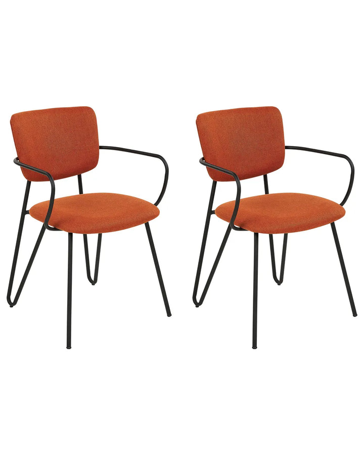 Set of 2 Dining Chairs Fabric Orange Myla