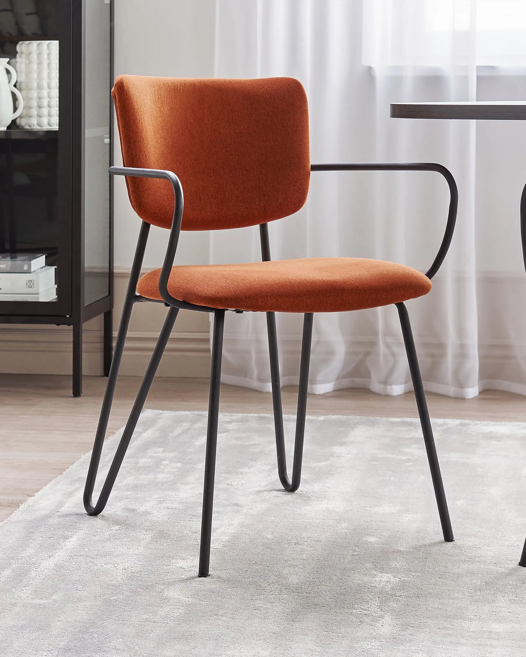 Set of 2 Dining Chairs Fabric Orange Myla
