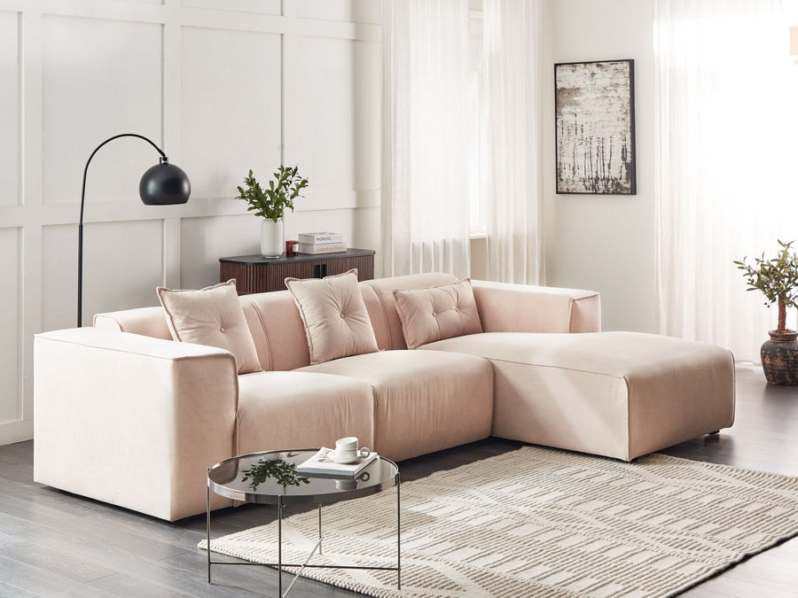 Dolva Left Hand Jumbo Cord Corner Sofa Beige