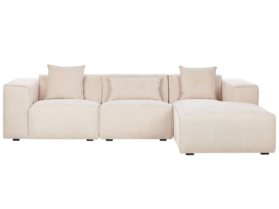 Dolva Left Hand Jumbo Cord Corner Sofa Beige
