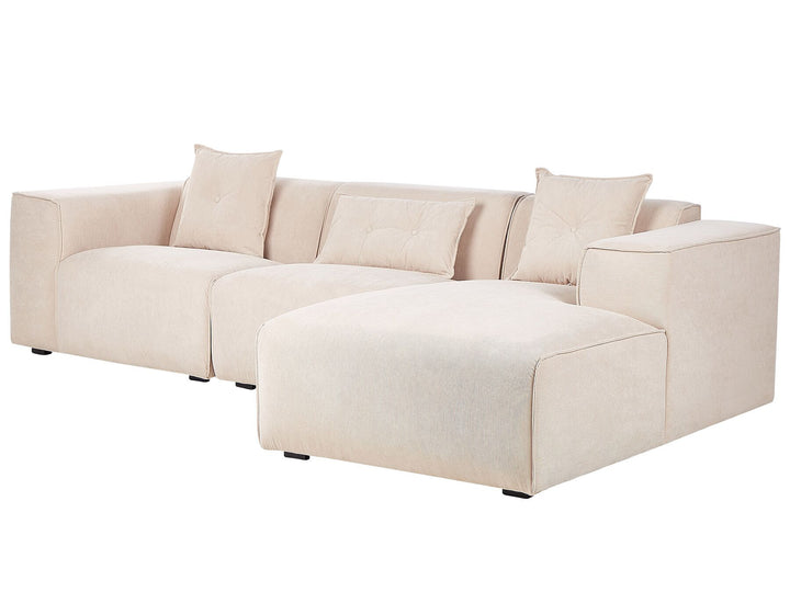 Dolva Left Hand Jumbo Cord Corner Sofa Beige