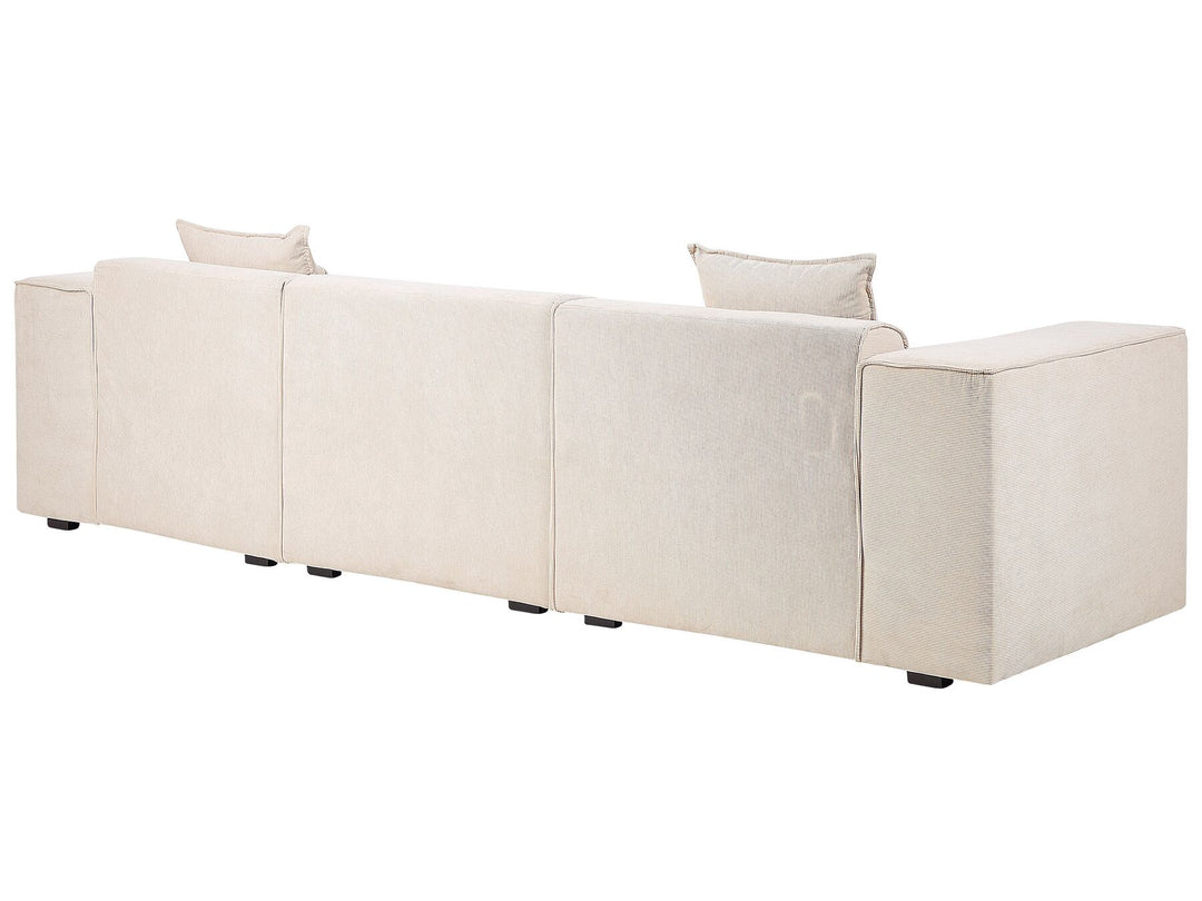 Dolva Left Hand Jumbo Cord Corner Sofa Beige