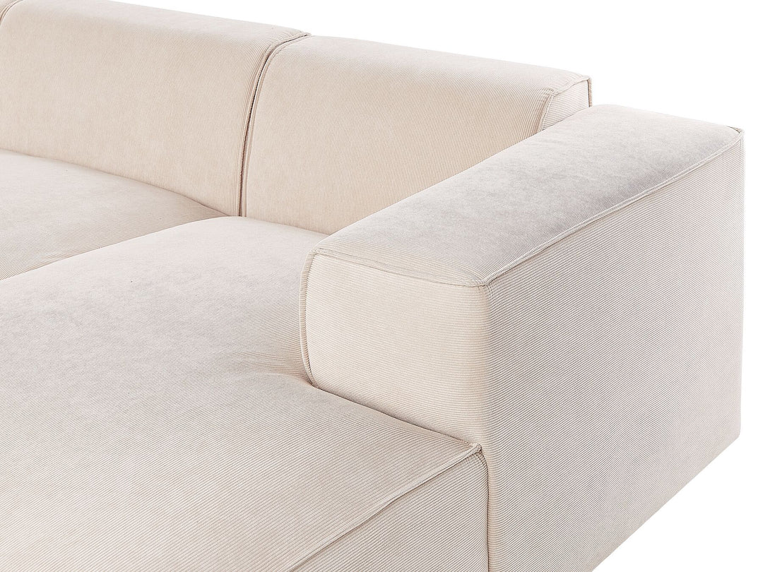 Dolva Left Hand Jumbo Cord Corner Sofa Beige