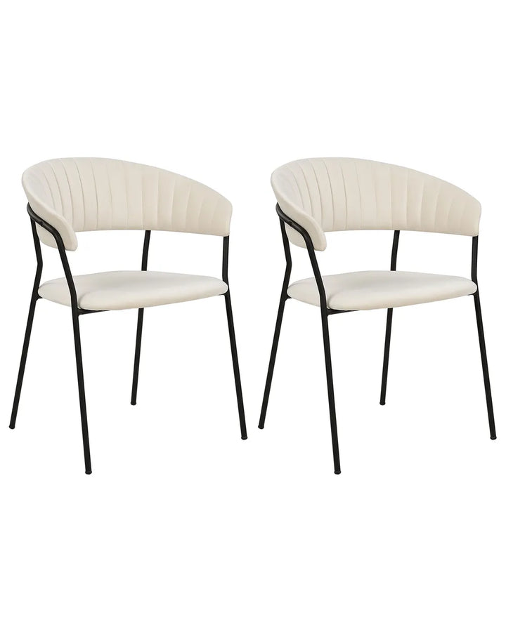 Set of 2 Dining Chairs Velvet Off-White Avy
