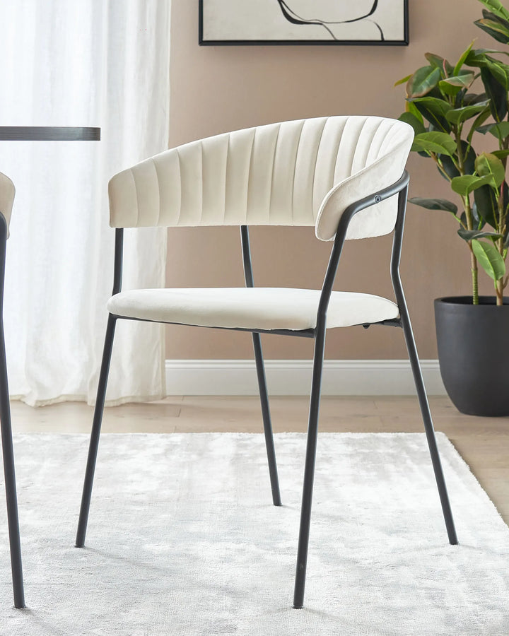 Set of 2 Dining Chairs Velvet Off-White Avy