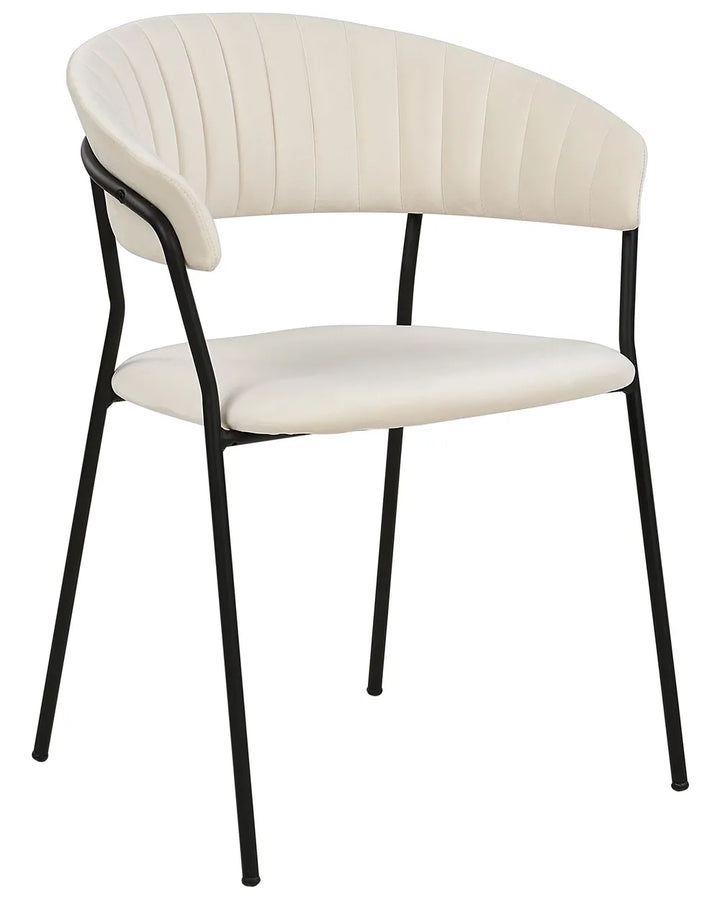 Set of 2 Dining Chairs Velvet Off-White Avy
