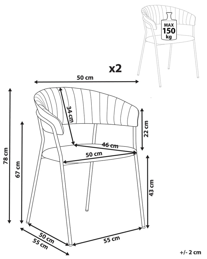 Set of 2 Dining Chairs Velvet Off-White Avy