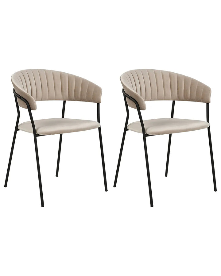 Set of 2 Dining Chairs Velvet Taupe Avy