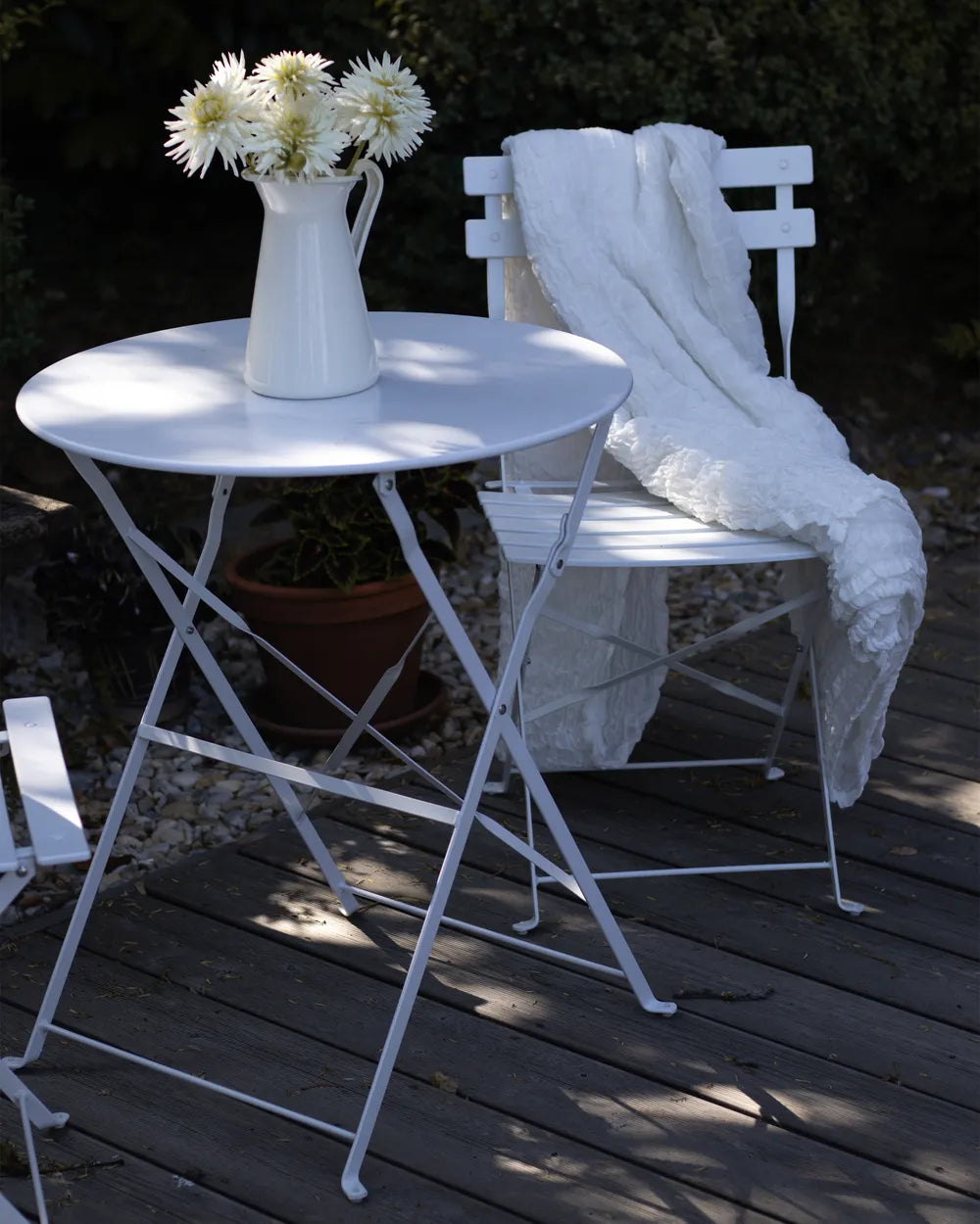 Bistro Set Folding Metal White Rosa