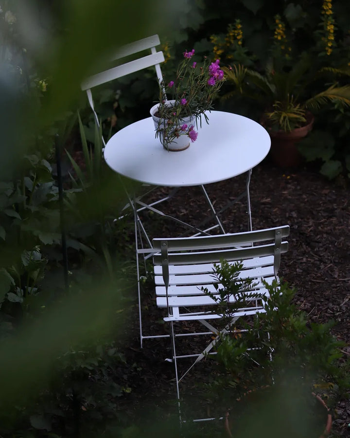 Bistro Set Folding Metal White Rosa