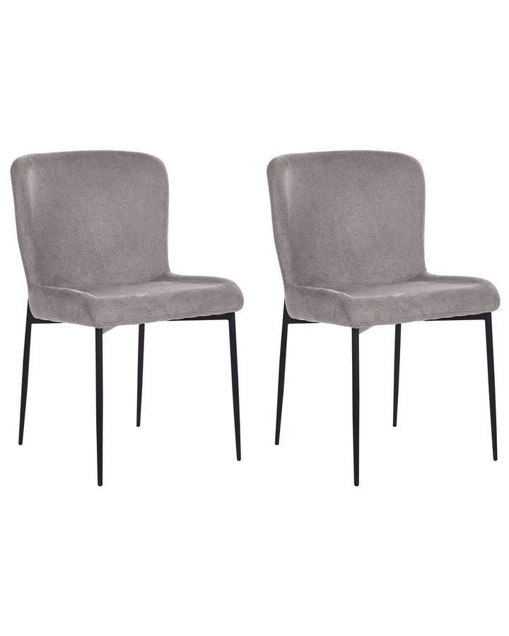 Set of 2 Dining Chairs Fabric Dark Grey Beck