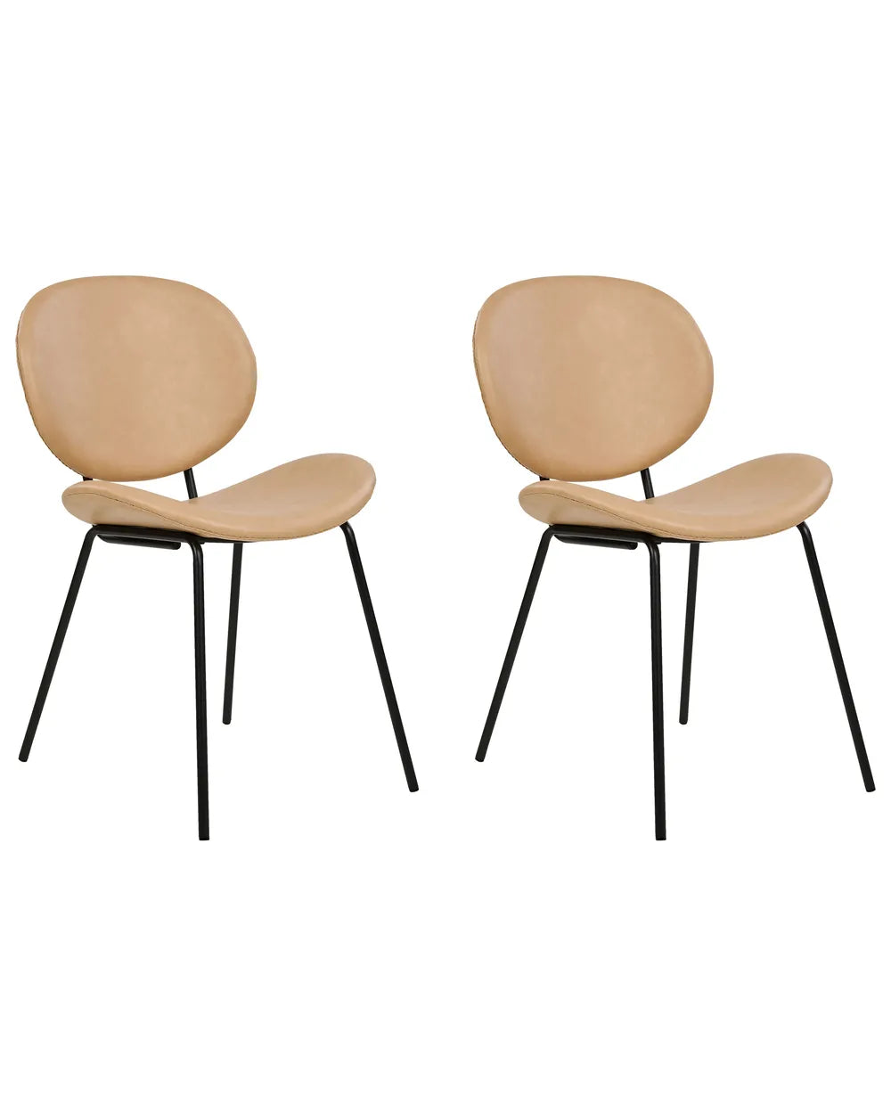 Set of 2 Dining Chairs Faux Leather Sand Beige Isabela
