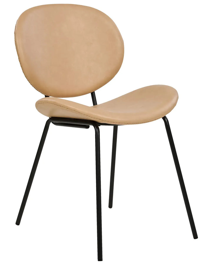 Set of 2 Dining Chairs Faux Leather Sand Beige Isabela