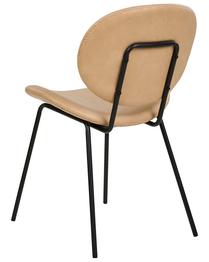 Set of 2 Dining Chairs Faux Leather Sand Beige Isabela